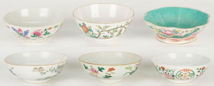 6 Chinese Porcelain Bowls incl. Famille Rose