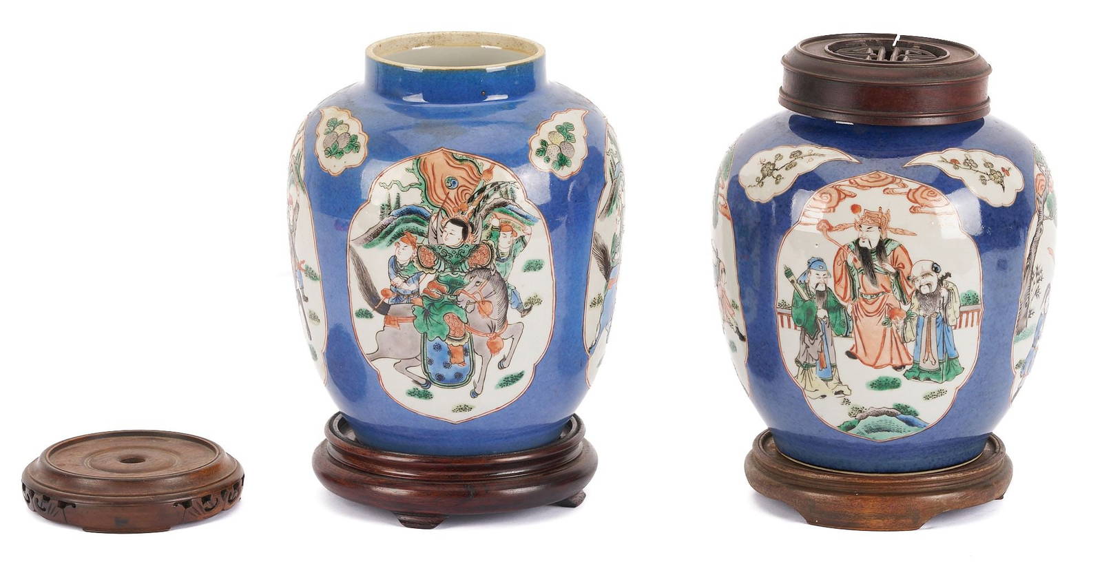 Pair Chinese Porcelain Ginger jars, Powder Blue Ground