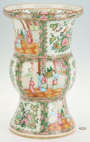 Large Chinese Rose Medallion Beaker Vase