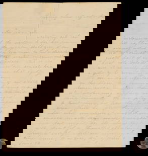 Civil War Ft. Donelson Letter with Map, L.B. Tabb, 14th Mississippi: Battle of Fort Donelson related hand drawn map with letter, recto, from Lewis Burwell Tabb (1841-1862), 14th Mississippi, dated Bowling Green, KY, Nov. 3, 1861. Tabb writes to his uncle, Rev. Thomas