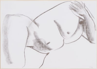 Sir Anthony Caro Nude Charcoal Drawing