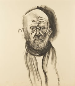 Large Jim Dine Self-Portrait Lithograph, Dine in Black Grease
