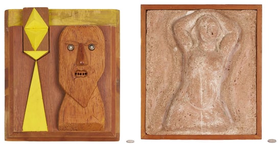 2 Meyer Wolfe Relief Sculptures, Nude Woman & Bearded Man