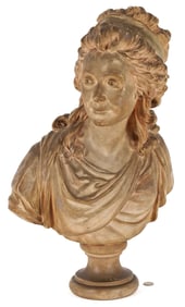 German Tinted Plaster Bust of a Noblewoman