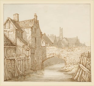 Jospeh Farington Pen & Ink Wash Drawing, View of King's Lynn, Norfolk