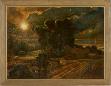 Hugo Ballin O/C California Landscape, Rincon Point c. 1925