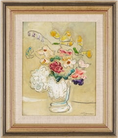Sterling Strauser O/B Floral Still Life w/ White Vase