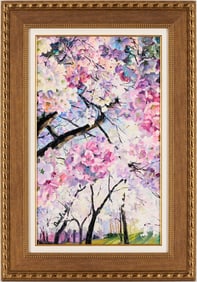 Daniel Wall O/C Painting, Landscape w/ Cherry Blossoms