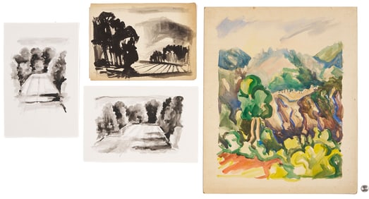 4 George Cress Watercolor Landscapes Incl. Smoky Mountains