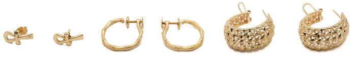 3 Pairs of Gold Earrings