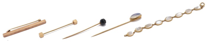 Assortment of 5 Gold & Gemstone Items