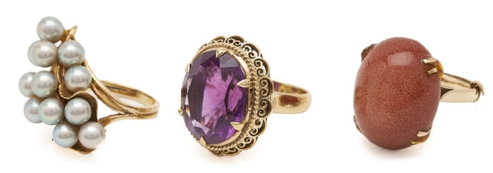 3 Yellow Gold & Gemstone Rings