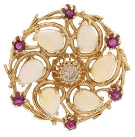 14K Diamond & Gemstone Pendant
