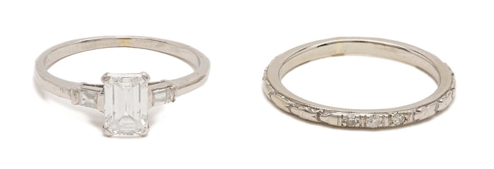 18K Gold & Platinum Wedding Set