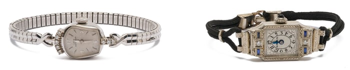Two 14K White Gold & Diamond Wrist Watches