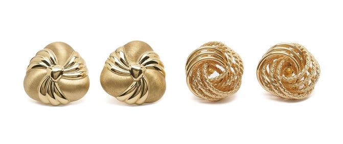 Two (2) Pairs of 14K Gold Earrings