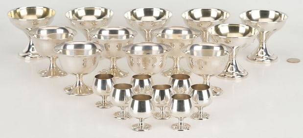 20 pcs. Sterling Sherbets, Weighted plus Sterling Cordials