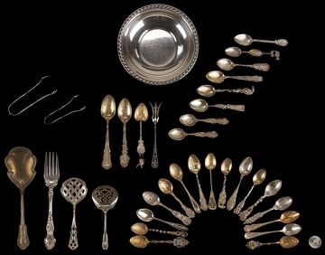 35 Assorted Sterling Silver Items., incl. Souvenir Spoons