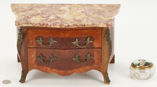 Geisha Cutglass Powder Box & Minature French Chest