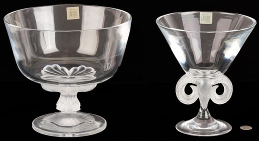 2 Large Lalique Crystal Items, incl. Aries Compote