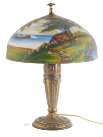 Table Lamp w/ Reverse Painted Shade
