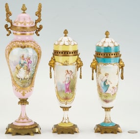Three French Sevres Style Garniture Vases