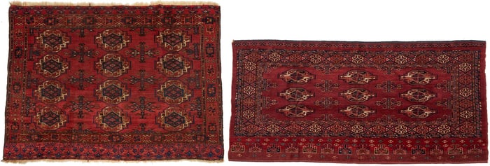 2 Antique Turkmen Yomut Torba rugs