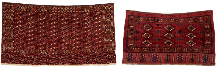 2 Antique Turkmen Chuval Rugs