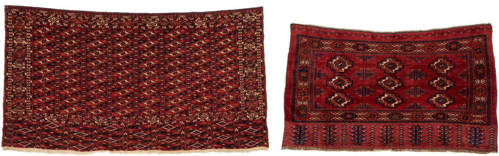 2 Antique Turkmen Chuval Rugs