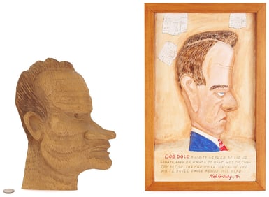 Clarence Stringfield & Ned Cartledge Presidential Carvings, Nixon & Dole