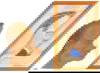 Clarence Stringfield & Ned Cartledge Presidential Carvings, Nixon & Dole: Two (2) outsider art political carvings. 1st item: Clarence Stringfield (Erin, Tennessee, 1903-1976) carved plaque depicting the profile of President Richard Nixon. Signed in marker en verso. 11 in x
