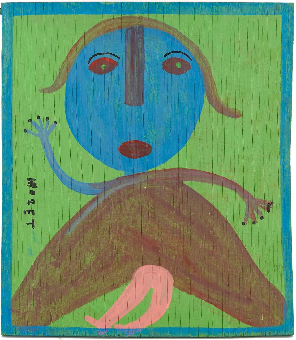 Mose Tolliver Outsider Art Female Figure on Green Background (1 of 10)