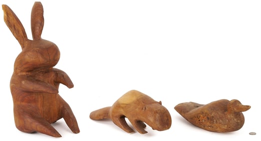 3 Elvin King TN Folk Art Carved Wood Sculptures