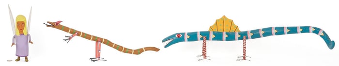 3 Frank Pickle Carved & Painted Folk Art Sculptures