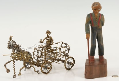 Vannoy Streeter Wire Sculpture & Roy Pace Carved Figure