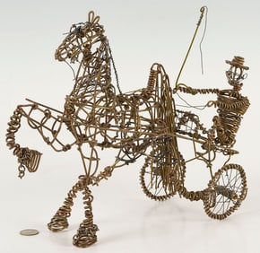 Vannoy Streeter Wire Sculpture, Walking Horse & Sulky