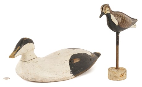 "Tinnie" Tinshore Plover Decoy & Harvey Cross Eider Drake Decoy