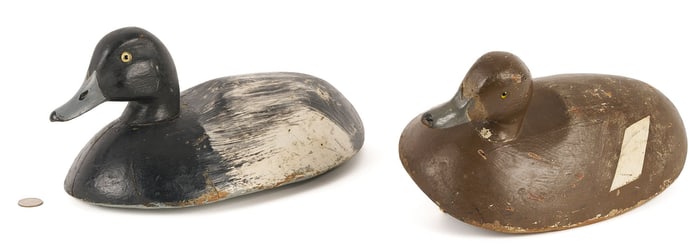 Pair of Bluebills Duck Decoys by Fred Plichta