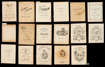 17 pcs Sheet Music: Nashville, Civil War, and Black / Minstrel Related