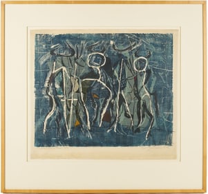 Rare Adja Yunkers Woodcut, The Gathering of the Clans