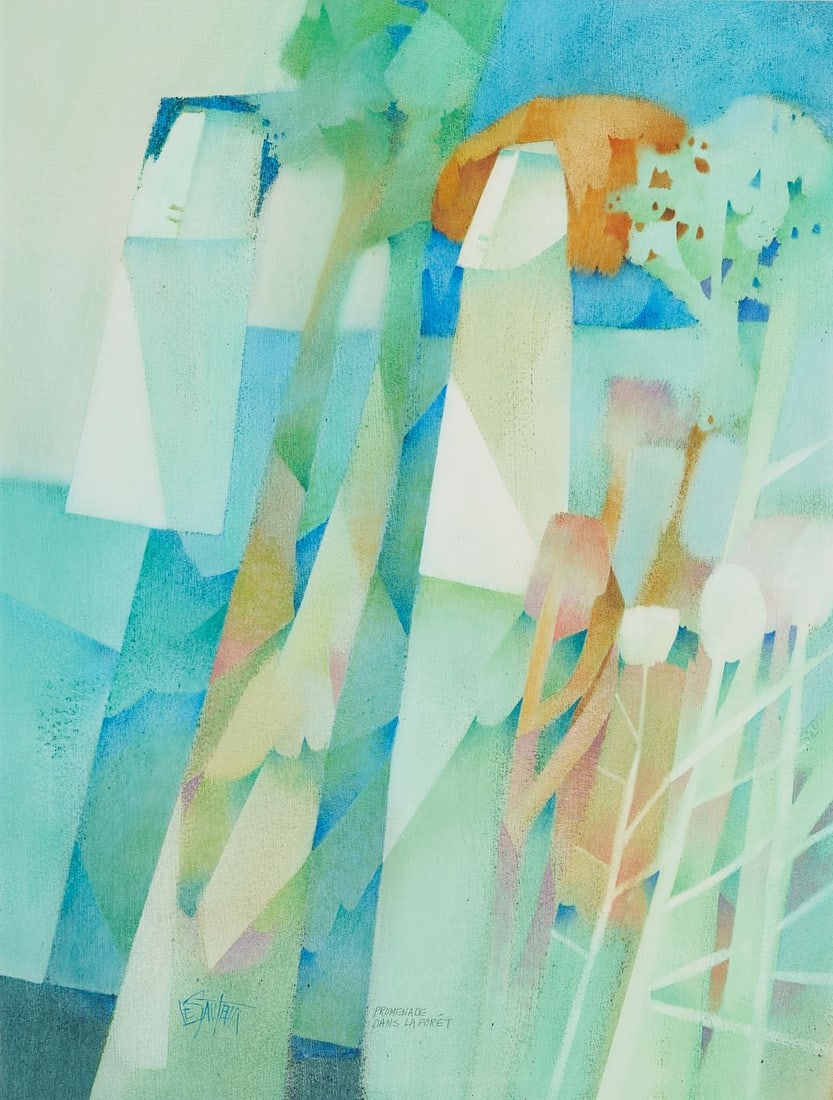 Claude Le Sauteur Oil Pastel, Promenade dans la Foret (1 of 9)