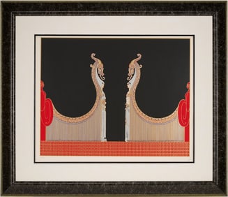 Erte Art Deco Signed Serigraph, Aladdin and His Bride