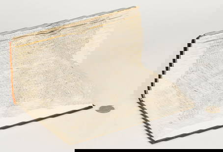 Mateo Mate Sculpted Book, Arqueologia del Saber: Mateo Mate (Spanish, b.1964) cut paper sculpted book in the form of a mountain, "Arqueologia de Saber" (Archaeology of Knowledge), 1997. Titled, signed, and dated on the back