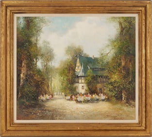 Willi Bauer O/C Painting, Garden Party
