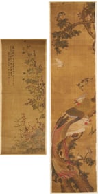 2 Scrolls including Follower of Jiang Tingxi, Chinese Birds