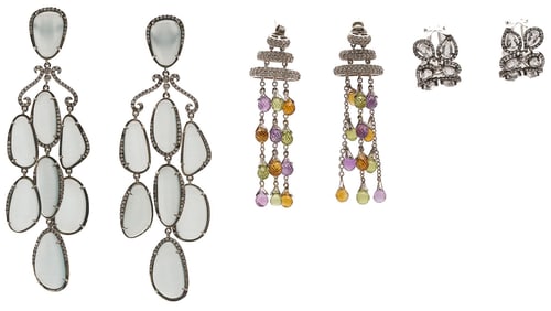3 Pairs of Gold & Silver Earrings
