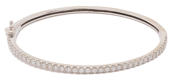 14K White Gold & Diamond Bangle Bracelet