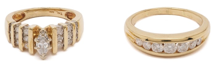 Two 14K Yellow Gold & Diamond Rings