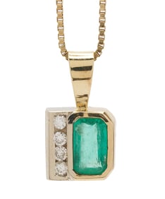 14K Designer Emerald & Diamond Necklace, T. Lynn