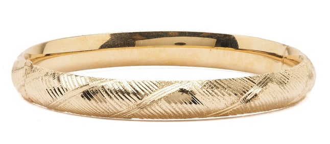 14K Gold Floral Bangle Bracelet